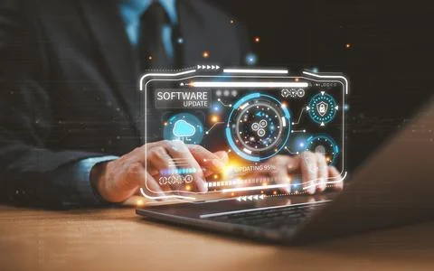 Update software system concept. Upgrade installation business app and softwar Stock Photos