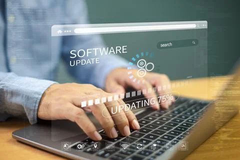 Update software system concept. Upgrade installation business app and softwar Stock Photos