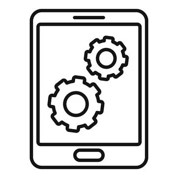 Update software tablet icon, outline style Stock Illustration