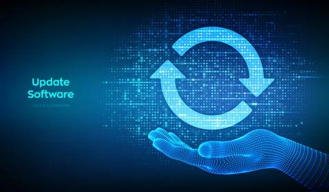 Update Software. Upgrade computer program version concept. Synchronization .. Stock Illustration