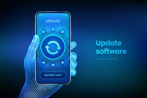Update Software. Upgrade Software version concept on smartphone screen. Compu Stock Illustration