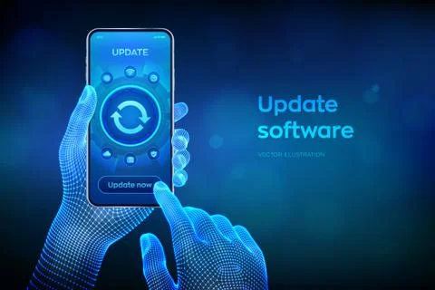 Update Software. Upgrade Software version concept on smartphone screen. Compu Stock Illustration