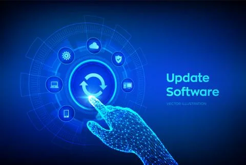 Update Software. Upgrade Software version concept on virtual screen. Computer Stock Illustration