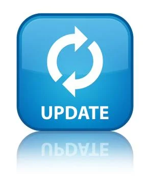 Update special cyan blue square button Stock Illustration