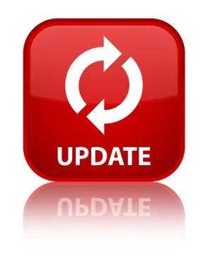 Update special red square button Illustrazione stock