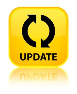 Update special yellow square button Stock Photos