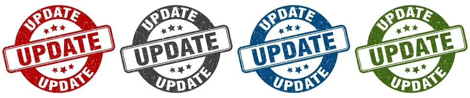 Update stamp. update round stamp set isolated on white background Stock Illustration