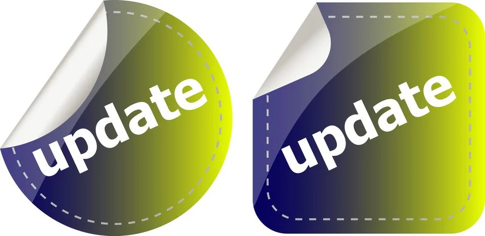 Update. stickers set, web icon button isolated on white Stock Illustration