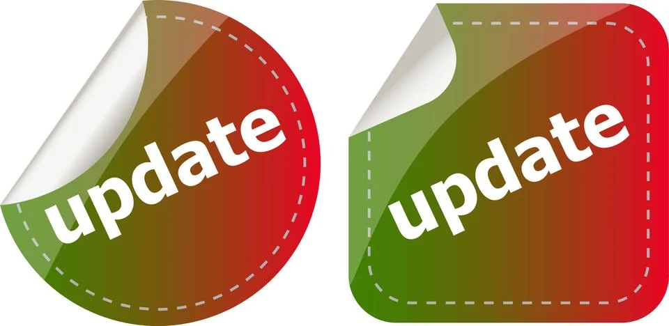 Update. stickers set, web icon button isolated on white Stock Illustration