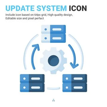 Update system icon vector with flat color style isolated on white background Stock Illustration