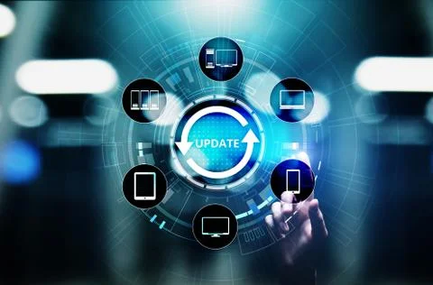 Update System Upgrade Software version technology concept on virtual screen. Stock Photos