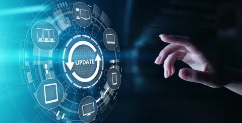 Update System Upgrade Software version technology concept on virtual screen. 스톡 사진