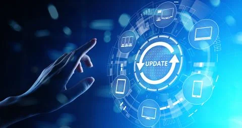 Update System Upgrade Software version technology concept on virtual screen. Stock Photos