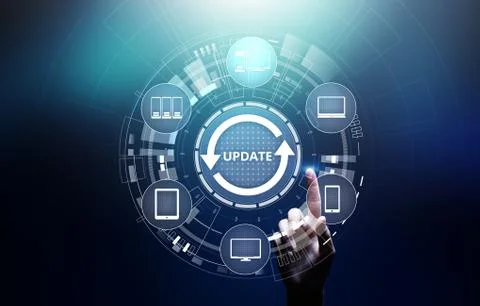Update System Upgrade Software version technology concept on virtual screen. Stock Photos