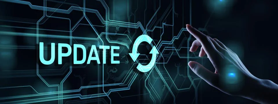 Update System Upgrade Software version technology concept on virtual screen. Stock Photos