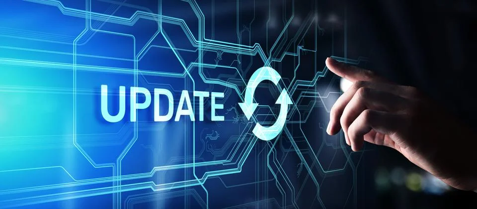 Update System Upgrade Software version technology concept on virtual screen. Stock Photos