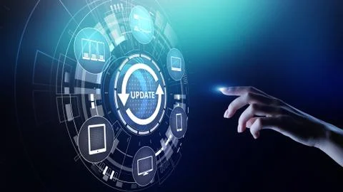 Update System Upgrade Software version technology concept on virtual screen. Stock Photos