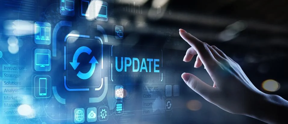 Update System Upgrade Software version technology concept on virtual screen. Stock Photos