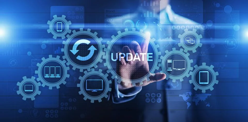 Update System Upgrade Software version technology concept on virtual screen 스톡 사진