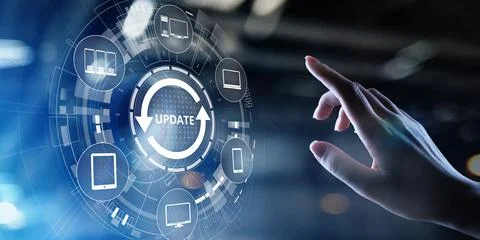 Update System Upgrade Software version technology concept on virtual screen Stock Photos