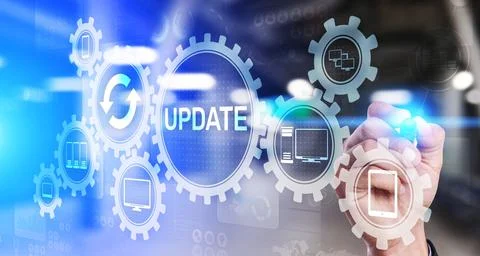 Update System Upgrade Software version technology concept on virtual screen Stock Photos