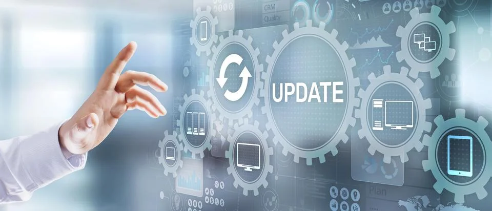 Update System Upgrade Software version technology concept on virtual screen. Stock Photos