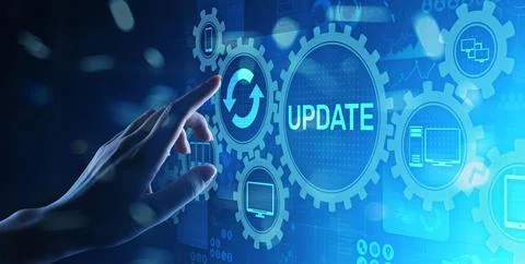 Update System Upgrade Software version technology concept on virtual screen. Stock Photos