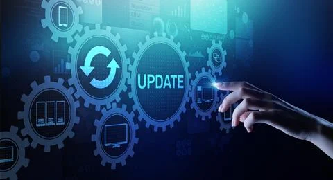 Update System Upgrade Software version technology concept on virtual screen. Stock Photos