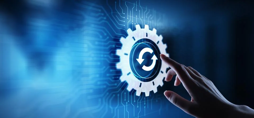 Update System Upgrade Software version technology concept on virtual screen. 스톡 사진