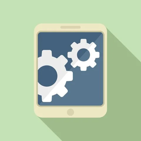 Update tablet icon flat vector. Phone broken Stock Illustration