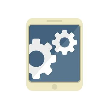 Update tablet icon flat vector. Phone broken Stock Illustration