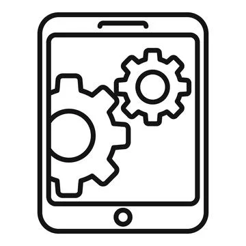 Update tablet icon outline vector. Phone broken Stock Illustration