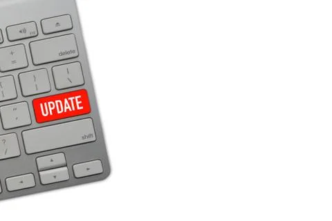 UPDATE text with computer keyboard on white background. 스톡 사진