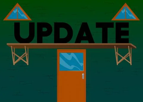 Update text with front door background. Bar, Cafe or drink establishment fron Stock Illustration
