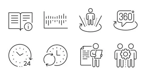 Update time, Technical info and Augmented reality icons set. Vector イラスト素材