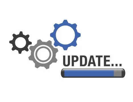 Update updating software app gears blue Ilustración de archivo