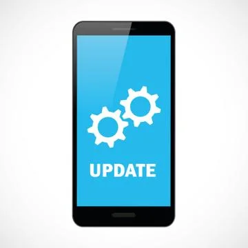 Update updating software app smartphone gears Stock Illustration