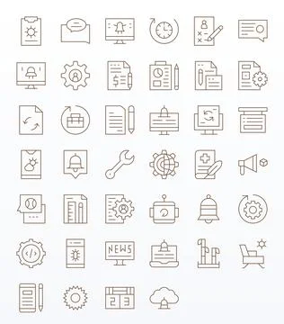 Update Vector Icon Collection featuring 40 Grid Fitted 128x128 Thin Line De.. イラスト素材
