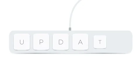 Update word written with computer buttons over white background Stock Footage 205146062