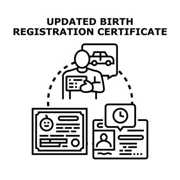 Updated birth registration certificate document process イラスト素材