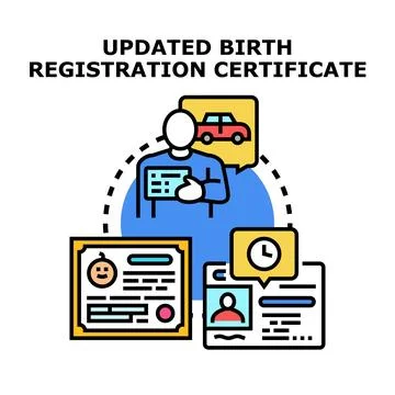 Updated birth registration certificate document process イラスト素材