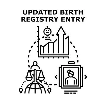 Updated birth registry entry concept vector illustration Stock Illustration