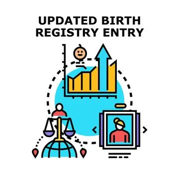 Updated birth registry entry concept vector illustration Stock Illustration