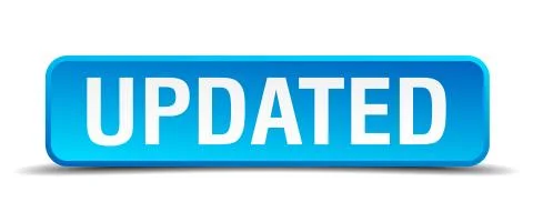 Updated blue 3d realistic square isolated button Illustrazione stock