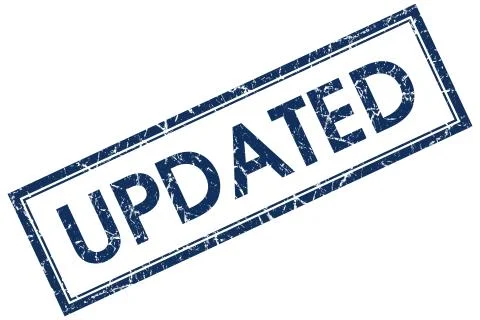 Updated blue square stamp Illustrazione stock