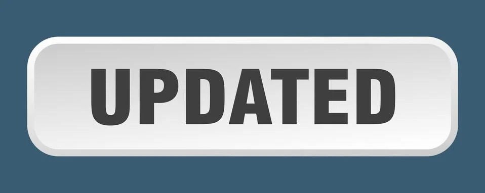Updated button. updated square 3d push button Stock Illustration