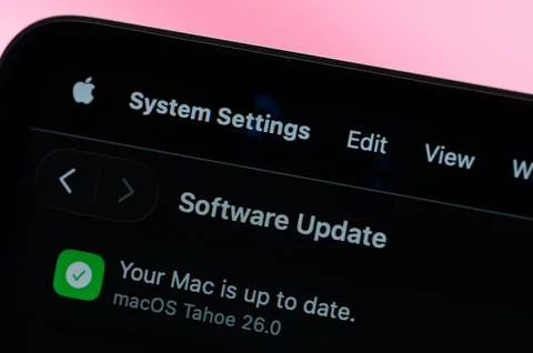 Updated macbook pro to Tahoe system Stock Photos