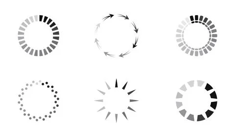 Updated progress circle bar set icon vector. Loader symbol button. Load progr Stock Illustration