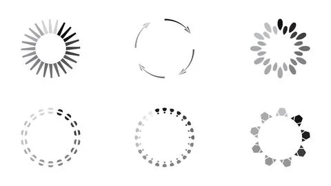 Updated progress circle bar set icon vector. Loader symbol button. Load progr Stock Illustration