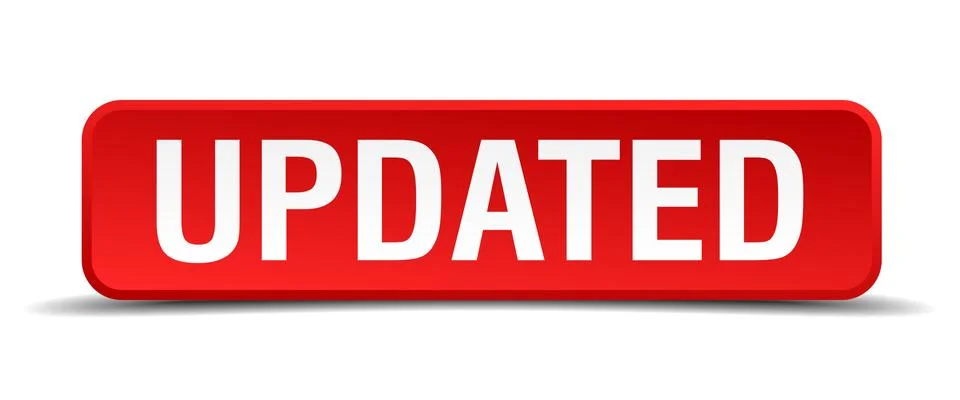 Updated red 3d square button isolated on white 스톡 일러스트